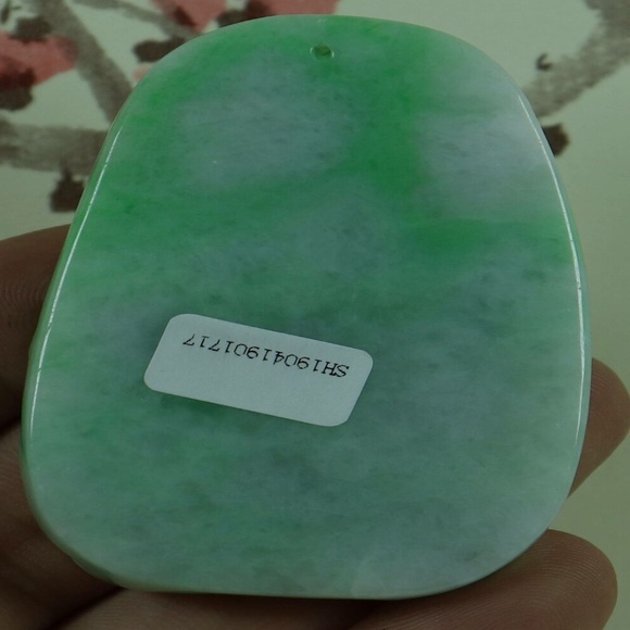 Cert'd Green Natural A Jade jadeite Pendant Carved Landscape 山水 - Picture 5 of 8